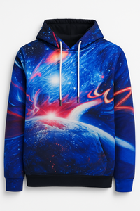 Sublimación personalizada Galaxy Print Hoodie 100% poliéster pulóver OEM/ODM disponible - Product Image 2