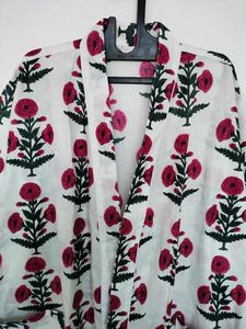 Kimono de algodón hasta el suelo para mujer, bata de dormir cómoda lavable con estampado Floral, vestido de dama de honor, ropa de playa hecha a mano - Product Image 2