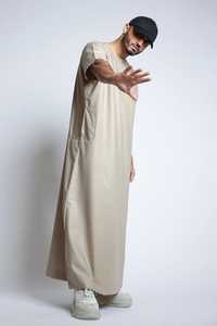 Nuevo Diseño 2024, Thobe y Abaya Musulmana de Algodón para Hombre, Transpirable, Ligera, Antiarrugas, Caftán Largo - Product Image 5