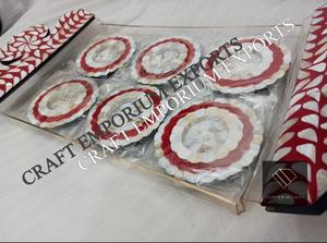 แม่ของไข่มุกอะคริลิคที่มีหูจับฝังและชุดของหกเรซิ่นบวกรถไฟเหาะชุดในหลายสีโดยหัตถกรรม emporium อินเดีย - Product Image 3