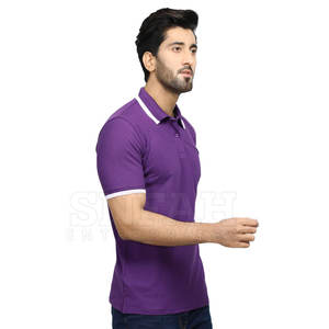 OEM personalizado de los hombres para Polo Camisetas Patrón sólido con su propio diseño de logotipo 220 gramos Peso de la tela - Product Image 3