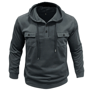 เสื้อฮู้ดผู้ชายสไตล์วินเทจผ้าฝ้าย 100% ทรงปกติ แขนยาว สวมใส่สบาย เหมาะสำหรับฤดูใบไม้ผลิและฤดูใบไม้ร่วง สไตล์ลำลอง สปอร์ต สตรีทแวร์ - Product Image 1