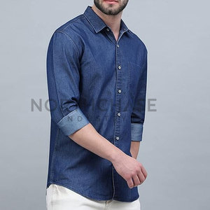 Servicios OEM, Camisas de Mezclilla Casuales para Hombre de Alta Calidad, Diseño Personalizado, Manga Larga, Ecológicas, de Secado Rápido, Transpirables, 100% Algodón - Product Image 2