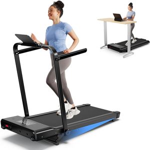 Cinta de correr plegable 3 en 1 exclusiva con mango, inclinación, 7,5 MPH, capacidad de 300 libras, control por aplicación para uso doméstico - Product Image 1