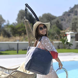 Bolsa de compras de algodón reciclado ecológico, logotipo personalizado, tela tejida de hombro de lona lisa, cremallera para mujer, moda reutilizable - Product Image 6