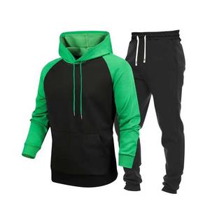 High Quality <b>Men</b> <b>Green</b> Black Winter Hooded Sportswear OEM Design Jogging Tracksuits with Custom Design Logo In Wholesale Price - Product Image 1