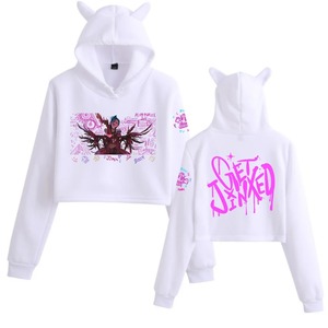 OEM Custom Graffiti Art Cat Ears Long Sleeve Crop Tops Sweat à capuche tricoté à la mode pour filles - Product Image 2