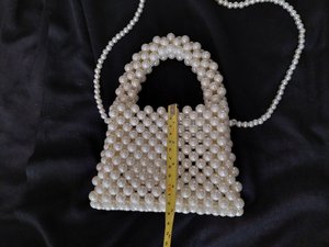 Ivory Pearl Beaded <b>Plastic</b> Hobo <b>Bag</b> Handmade Modern Statement Purse | Elegant Bead Shoulder <b>Bag</b> | Large Wardrobe <b>Storage</b> Handbag - Product Image 5