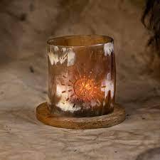 Bougeoir votif en corne de boeuf naturel fait à la main, centre de table design animal fantaisie, support de bougie en agate - Product Image 5