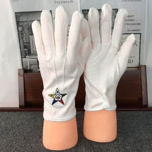 Masonic Regalia White Cotton OES Gloves with Different Masonic Emblems 12 Pairs <b>Kit</b>-HSE - Product Image 4