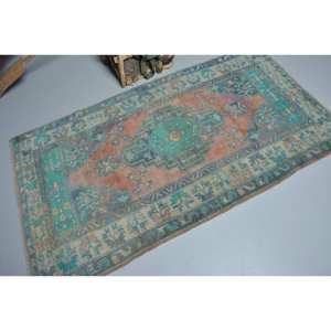 Tapis turc vert orange vintage de 35x64 pieds, fait à la main, en laine avec support en latex, 4m de largeur - Product Image 2