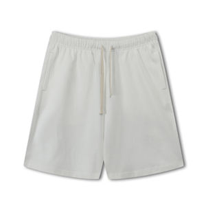 Shorts Bermuda décontractés pour hommes, délavés à l'acide, 100% polyester, taille haute élastique, respirants, longueur genou, ourlet brut, déchirés, en tissu éponge français - Product Image 3