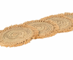 Handwoven Palm Leaf & Raffia <b>Placemat</b> - Traditional Moroccan Artisanal Craft - Product Image 3