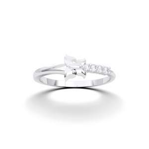0.07 Carat E-F/VVS-VS <b>Moissanite</b> Round Cut Diamond Prong Set Butterfly Shape <b>Ring</b> 10K 14K 18K Solid Gold - Product Image 4