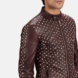 Blouson de motard réversible en peau de mouton et cuir de vachette Blix Bono, couleur bordeaux, taille XS, cuir véritable, revêtement ODM, pour la saison automnale - Product Image 4