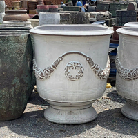 VIETNAM GÉANT FAIT À LA MAIN ANCIENNE ROUILLE ATLANTIS POTS DE JARDIN PLANTEURS VASES EN CÉRAMIQUE POTERIE EXTRA LARGE POUR L'EXTÉRIEUR