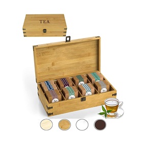 Tea Organizer Box Big & Tall 14" x 8" x 4" Mangowood Wooden Organizer <b>Storage</b> <b>Chest</b> 8 Tall Adjustable Slots 100% Handmade - Product Image 1