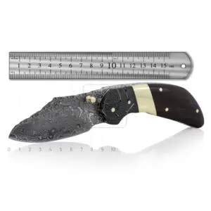 Damascus Thép Gấp Dao DD-FK-704 Gỗ Mun Dao Bỏ Túi Ngoài Trời Tồn Săn Bắn Con Dao Đa Công Cụ Bushcraft Cắm Trại