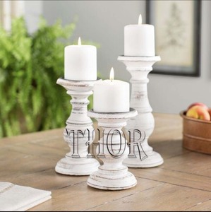 Juego de portavelas de pilar de madera de mango tradicional de 3 piezas, soporte de madera decorativo de vidrio de estilo Ins plateado, fiestas de boda, Spa en casa - Product Image 2