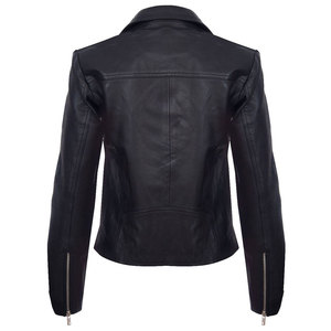 Veste d'hiver de moto en peau de mouton pour femmes de qualité personnalisée conception à col montant en cuir véritable avec logo sur le devant en toile - Product Image 2