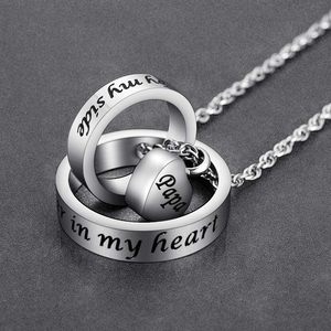 Collar de plata Papa Urn para cenizas No más a mi lado para siempre en mi corazón Medallón tallado Collar de cenizas cremadas Tamaño personalizado - Product Image 4