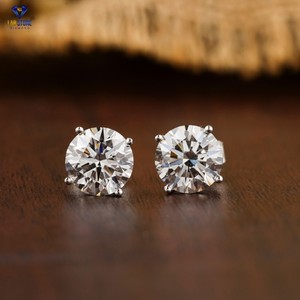 0,97 TDW Round Brilliant Cut Stud 18K Oro blanco Diamante cultivado en laboratorio Diamante Pendiente Joyería - Product Image 1