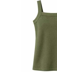 Custom Women Olive Green <b>Sleeveless</b> Tank <b>Top</b> Square Neck Casual <b>Summer</b> Vest Soft Stretch Fabric Custom Manufacturer Wholesale - Product Image 2