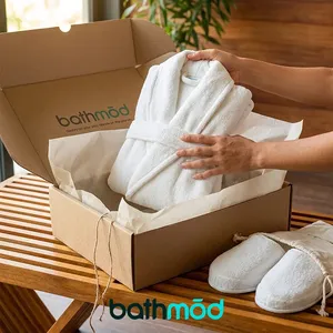 Luxury Organic <b>Bathrobe</b> and Slipper Set-Premium Bath Sets for <b>Men</b> and Women - Product Image 1