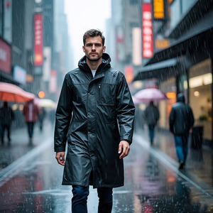 Vestes de pluie imperméables à capuche pour hommes coupe-vent randonnée manteau long 100% Nylon Spandex veste de pluie pour hommes - Product Image 6