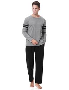 Automne hiver 100% coton biologique polaire pyjamas hommes Durable maison porter à manches courtes/longues élégant multicolore plaine imprimable - Product Image 1