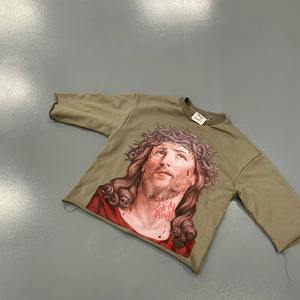 Heavyweight 250 Gsm Heavy Cotton 100% T Shirt para hombres con Logo Tee Unisex Men Custom 3D Foam Puff Print Graphic T Shirt - Product Image 1