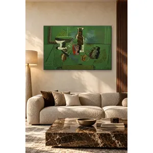 Impression sur toile de Fida Picasso, nature morte cubiste sur table verte - Product Image 3