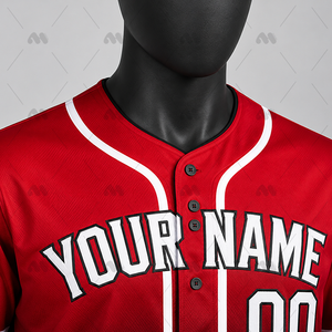 Custom Red Black Gradient Baseball Jersey Men's Short Sleeve Moisture Wicking Button Front <b>Sport</b> <b>Apparel</b> Adult Size - Product Image 5