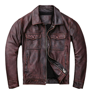 Personalizable de alta calidad de los hombres de estilo vintage desgastado chaqueta de cuero de vaca real para los hombres - Product Image 6