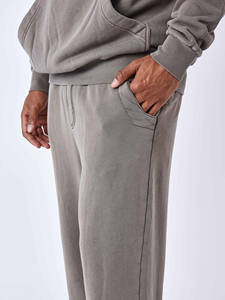 100% coton hommes hiver Gym entraînement Fitness pull à capuche pantalons de survêtement ensembles couleur unie chaud hiver survêtement col à capuche - Product Image 5