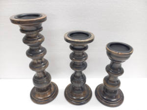 Bougeoir en bois de manguier blanc fait à la main, élégant, décoration de table en métal pour la Saint-Valentin, centre de table - Product Image 4