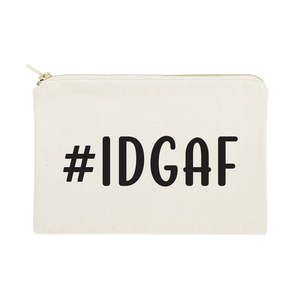 Sac de rangement cosmétique en toile de lin et coton IDGAF, portable, écologique, style féminin, avec logo personnalisé et motif lettres - Product Image 1