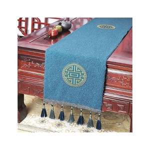 Hot Sale 100% Organic Cotton <b>Table</b> <b>Runner</b> Sets Factory Direct with GOTS Certificate Dragon Fly Embroidered for Weddings - Product Image 6