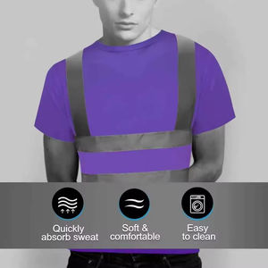 OEM Service Men's Hi <b>Vis</b> Safety Knitted <b>T</b>-<b>Shirts</b> Solid 100% Cotton Breathable Eco-Friendly Loose Fit Quick Dry Short Sleeve - Product Image 3