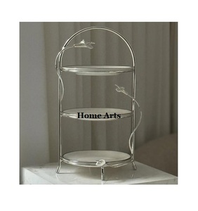 Ensemble de 2 présentoirs à gâteaux en acier inoxydable Dernier design Chocolats forme ronde Supports aux dattes pour fournisseur en gros - Product Image 4