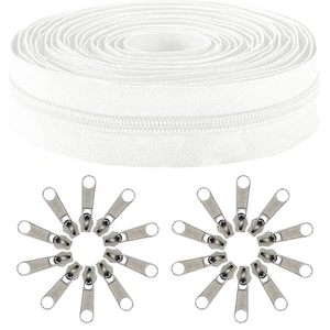 Amykite 10 Yards (360 Pouces) Fermetures <span class=keywords><strong>Éclair</strong></span> Continues en Nylon Blanc à Glissière Libre, 20 Têtes de <span class=keywords><strong>Remplacement</strong></span> pour Sacs et Tentes - Product Image 1