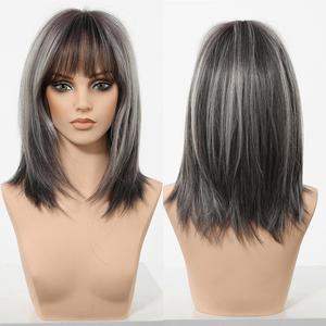 Elysia H-DWY Mid-Length Glueless Synthetic <b>Wig</b> Brown with Highlighted Transparent Lace - Product Image 3