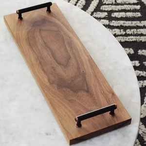 100% Plateau de service en bois d'acacia écologique de qualité supérieure avec poignée en métal Antique fait à la main - Product Image 2