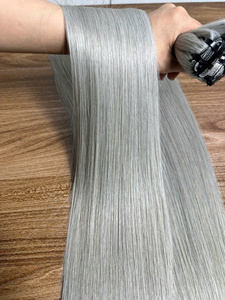 Extensions de cheveux humains vierges Remy Azura Hair Vietnam Closure Super Double Drawn Machine Double Weft, toutes couleurs, teintables, gris - Product Image 2