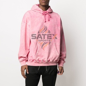 Nouveau sweat à capuche unisexe vintage épais à épaules tombantes, brodé, coupe oversize, en coton délavé à l'acide, thermique pour l'hiver, motif uni - Product Image 6