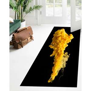 Yellow <b>Smoke</b> Printed Rug - Modern, Abstract, <b>Machine</b> Washable,With Pile Soft Rug - Product Image 5