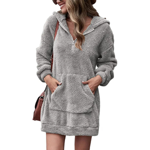 Sudadera con capucha de gran tamaño para mujer de último diseño Sherpa Pullover Sudadera de lana difusa con logotipo Hecho en Pakistán Trajes de chándal - Product Image 4