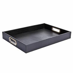 Plateau de service rectangulaire en cuir et velours de qualité supérieure, couleurs idéales pour la maison, les restaurants, les hôtels - Product Image 3
