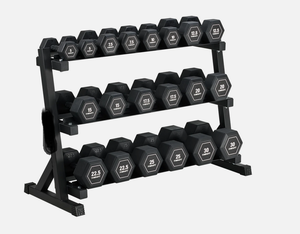 Ensemble d'haltères en caoutchouc BEST de 60 kg avec support à 3 niveaux pour l'entraînement du corps et des bras - Product Image 1