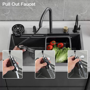Technologie en ligne Support pratique Durable Fait à la main Carré Cascade Évier de <span class=keywords><strong>cuisine</strong></span> SUS Undermount Bol unique Quatre Facile à <span class=keywords><strong>nettoyer</strong></span> - Product Image 3